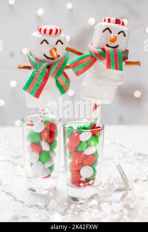 Bonbons bonshommes de neige pour Noël Banque D'Images