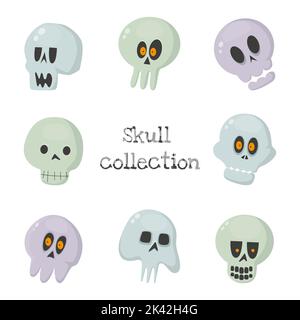 Halloween pack squelette de la collection de têtes illustration et vecteur Illustration de Vecteur