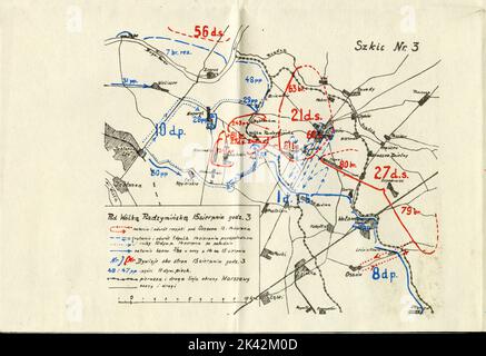 CUD NAD WISLA. MAPA. NUMÉRO SZKIC 3. POD WOLKA RADZYMINSKA 15 SIERPNIA GODZINA 3. Banque D'Images