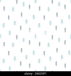 Motif simple sans couture avec sapin de style scandinave naïf dessiné à la main. Illustration vectorielle d'arbres de noël pour vêtements pour bébés, textile et pro Illustration de Vecteur