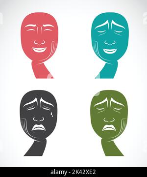 Différentes expressions du visage sur fond blanc. Illustration de Vecteur