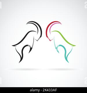 Image vectorielle des béliers de mouton luttant sur fond blanc. Illustration vectorielle superposée facile à modifier. Animaux sauvages. Illustration de Vecteur