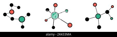 Icônes de molécules isolées sur fond blanc. Illustration de Vecteur