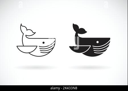 Motif de baleine sur fond blanc. Animaux sous-marins. Icône ou logo poisson. Illustration vectorielle superposée facile à modifier. Illustration de Vecteur
