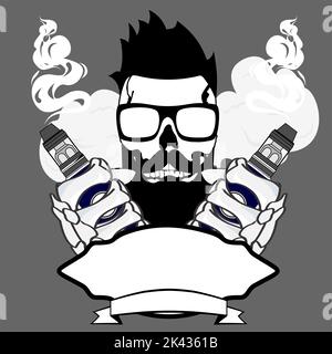 illustration du logo tatouage crâne vape au format vectoriel Illustration de Vecteur