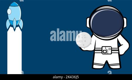 arrière-plan de la caricature d'un astronaute debout au format vectoriel Illustration de Vecteur