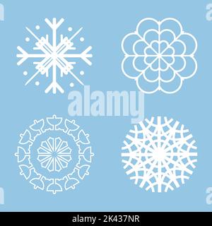 Ensemble de flocons de neige en cristal pour un motif hivernal. Illustration vectorielle avec éléments de Noël et de nouvel an Illustration de Vecteur