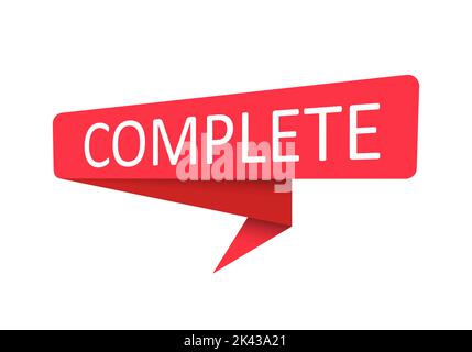 Terminé. Une bannière rouge, un pointeur, un autocollant, une étiquette ou une bulle vocale pour les applications, les sites Web et les idées créatives. Conception vectorielle Illustration de Vecteur