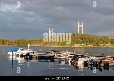 Célèbre pont de Tjornbron en Suède Banque D'Images