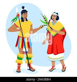 Les gens de la tribu - poster vectoriel de couleur moderne Illustration de Vecteur