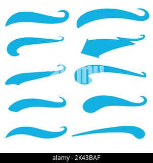 Boucles de bain bleues avec logo Swoosh Vector accent Line Work Illustration de Vecteur