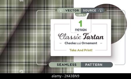 Motif militaire Tartan sans couture, texture militaire, tissu écossais à carreaux Illustration de Vecteur