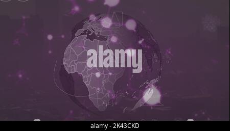 Image des données avec des formules scientifiques, des molécules et un globe sur l'interface numérique. Composite numérique, santé et médecine, science et technologie, bio Banque D'Images