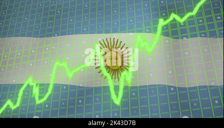 Image du traitement des données et du texte de stagflation sur le drapeau de l'argentine Banque D'Images