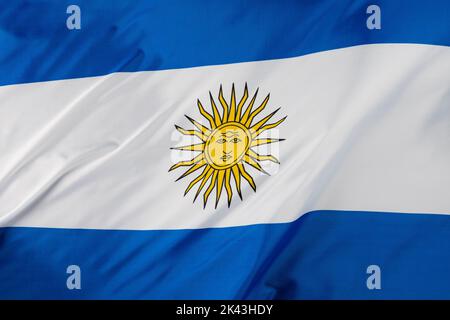 Image de gros plan du drapeau national de l'argentine ridé Banque D'Images
