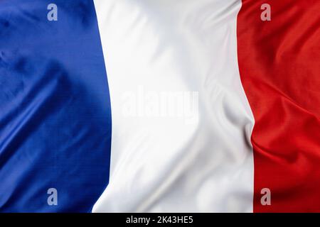 Image de gros plan du drapeau national de france froissé Banque D'Images