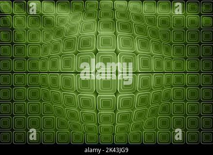 Illustration abstraite de formes carrées géométriques vertes sur fond noir. Arrière-plans technologiques avec texture abstraite avec formes abstraites c Banque D'Images