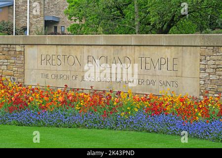 Temple Preston England, l'Église de Jésus-Christ des Saints des derniers jours, Mormons dans le nord-ouest de l'Angleterre, Royaume-Uni Banque D'Images
