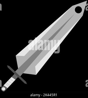 Une épée imaginaire, une grosse épée avec un diamant sur la poignée, une épée de style anime, une arme de jeux vidéo, des couleurs noir et gris et blanc Banque D'Images