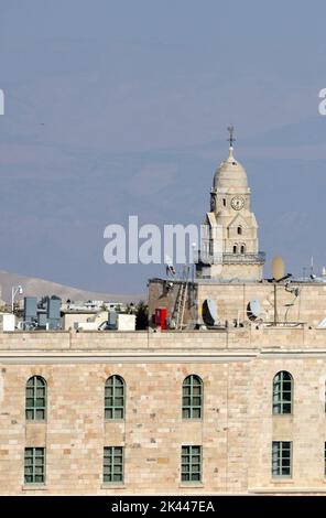 Vue sur Mt. Zion et l'Abbaye de la Dormition à Jérusalem. Banque D'Images