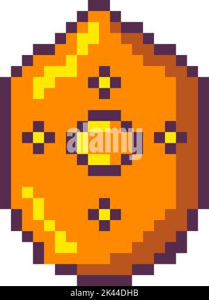 Bouclier médiéval pixélisé, conception de jeux d'arcade Illustration de Vecteur