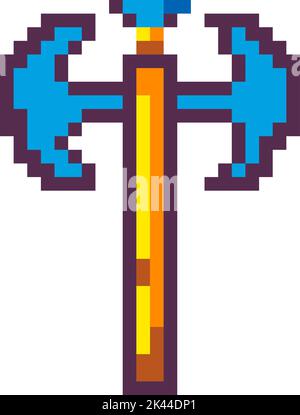 Hache pixelée pour chevalier ou chasseur dans un jeu d'arcade Illustration de Vecteur