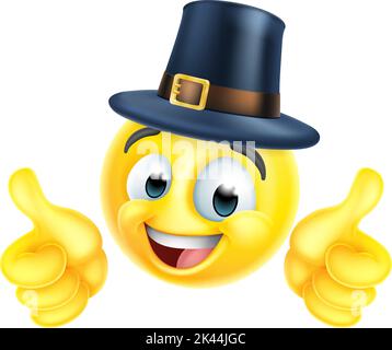 L'icône du craon Emoji de Thanksgiving Pilgrim Emoticon Illustration de Vecteur