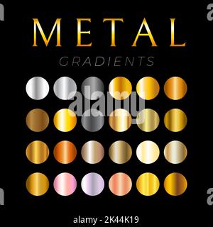 Métal dégradé or, argent, bronze, cuivre nuances de couleur Palette Nuancier Illustration de Vecteur