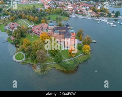 Vue aérienne du château suédois Gripsholm du 16 ème siècle situé à Mariefred Sodermanland. Banque D'Images