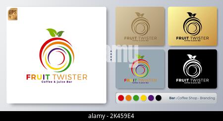 ILLUSTRATION vectorielle FRUIT Twister logo Design minimal. Nom vide pour insérer votre marquage. Conçu avec des exemples pour tous les types d'applications. Vous Illustration de Vecteur