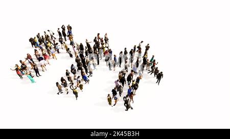 Concept conceptuel grande communauté de personnes formant les enfants tenant des mains signe.métaphore de l'illustration 3d pour l'amitié, l'éducation, l'avertissement Banque D'Images