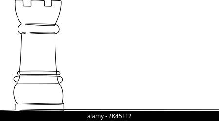 Dessin continu d'une ligne de pièce d'échecs rook. Illustration vectorielle Illustration de Vecteur