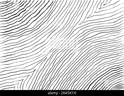 Illustration de texture abstraite de lignes courbes dessin à la main sur fond blanc. Banque D'Images