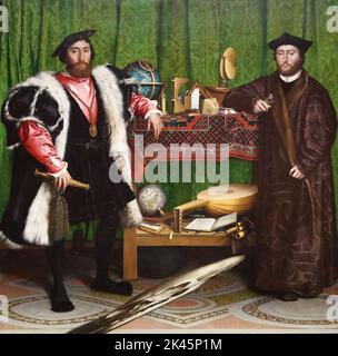 Jean de Dinteville et George de Selve (« les Ambassadeurs ») par le peintre de la Renaissance germano-suisse Hans Holbein the cadet à la National Gallery, Londres, Royaume-Uni Banque D'Images