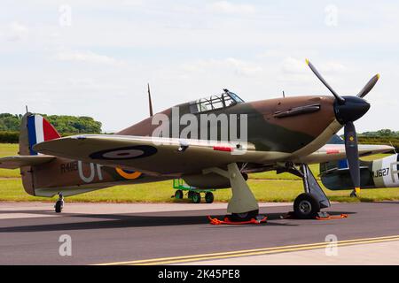 Hawker Mk1, R4118 du Hurricane Heritage garée statique à , RAF Waddington Air Show, 2005. Waddington, Lincolnshire, Angleterre. Banque D'Images