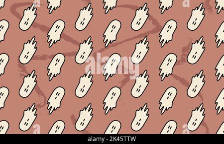 Motif transparent avec fantômes. Papier peint avec monstres effrayants fantômes. Répéter l'impression de l'arrière-plan. Motif Halloween. Illustration de Vecteur