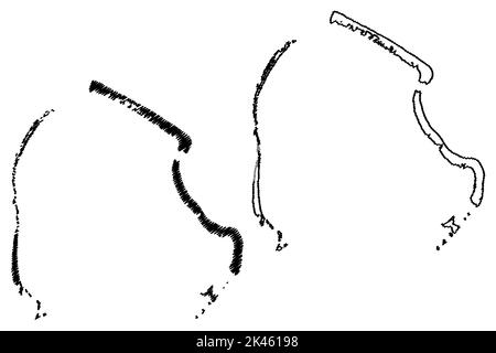 Île de Manuae (France, République française, Océan Pacifique, Archipel des Îles de la Société, Polynésie française) carte illustration vectorielle, scribble sketch Manua'e Illustration de Vecteur