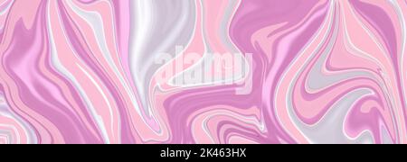 Arrière-plan abstrait rose pastel, texture douce peinte. Large bannière, design amusant et créatif. Toile de fond panoramique moderne, effet 3D. Motif graphique. Liquide Banque D'Images