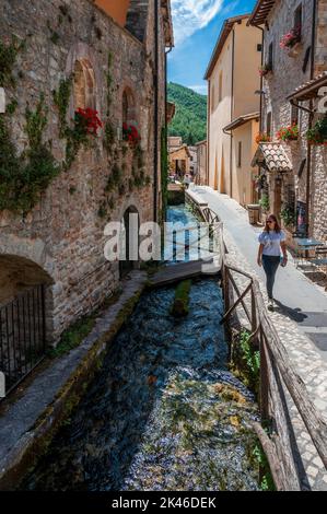 Rasiglia. Petit village des sources. Ombrie Banque D'Images