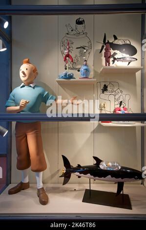 Statuettes en vente à la Boutique Tintin, Bruxelles, Belgique Banque D'Images