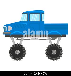 Icône Blue Monster Truck isolée sur fond blanc Banque D'Images