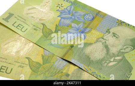 Un billet de lei imprimé par la Roumanie, qui montre Nicolae Iorga, Milkweed gentian Banque D'Images