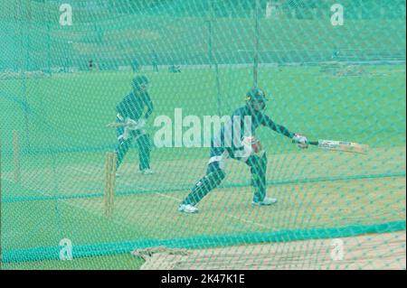 Sylhet, Bangladesh. 29th septembre 2022. Bangladesh femmes Cricket batting tous les Rounder main droite Jahanara Alam (R) batting aux filets pendant la séance d'entraînement au stade international de cricket de Sylhet terrain - 2. Le Bangladesh sera confronté à la Thaïlande le jour de l'innagation du tournoi. Sur 29 septembre 2022 à Sylhet, Bangladesh. (Credit image: © MD Rafayat Haque Khan Eyepix G/eyepix via ZUMA Press Wire) Banque D'Images