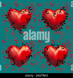 Icônes coeurs, ensemble de coeurs fond sans couture motif, idéal pour les fêtes, les fêtes, les mariages et les jours de Saint-Valentin Banque D'Images