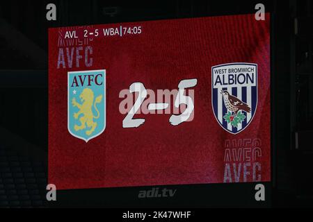 Birmingham, Royaume-Uni. 30th septembre 2022. Une vue générale du grand écran pendant le match Premier League 2 U23 Aston Villa vs West Bromwich Albion à Villa Park, Birmingham, Royaume-Uni, 30th septembre 2022 (photo de Gareth Evans/News Images) à Birmingham, Royaume-Uni le 9/30/2022. (Photo de Gareth Evans/News Images/Sipa USA) Credit: SIPA USA/Alay Live News Banque D'Images