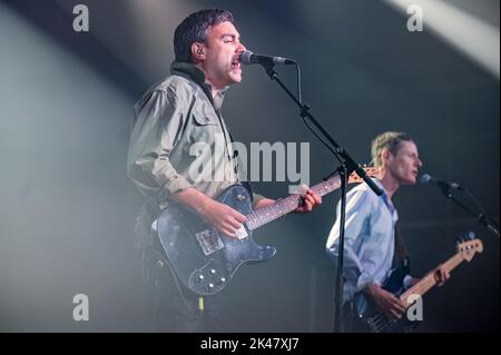 Manchester, Royaume-Uni. 230th septembre 2022 . Richard Archer, Steve Kemp, Kai Stephens, Ross Phillips du groupe Hard-Fi jouent leur premier spectacle en 8 ans, dans le cadre du Neighborhood Festival Launch Party, au New Century Hall, à Manchester, le vendredi 30th septembre. Manchester. 2022-09-30. Crédit : Gary Mather/Alay Live News Banque D'Images