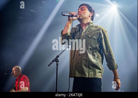 Manchester, Royaume-Uni. 230th septembre 2022 . Richard Archer, Steve Kemp, Kai Stephens, Ross Phillips du groupe Hard-Fi jouent leur premier spectacle en 8 ans, dans le cadre du Neighborhood Festival Launch Party, au New Century Hall, à Manchester, le vendredi 30th septembre. Manchester. 2022-09-30. Crédit : Gary Mather/Alay Live News Banque D'Images