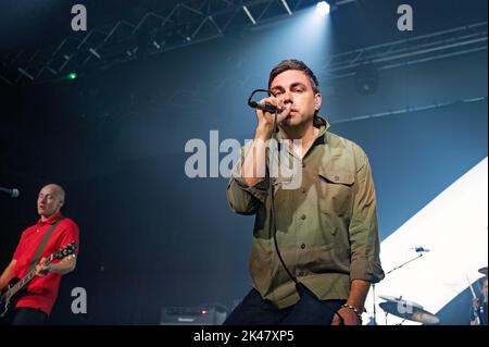 Manchester, Royaume-Uni. 230th septembre 2022 . Richard Archer, Steve Kemp, Kai Stephens, Ross Phillips du groupe Hard-Fi jouent leur premier spectacle en 8 ans, dans le cadre du Neighborhood Festival Launch Party, au New Century Hall, à Manchester, le vendredi 30th septembre. Manchester. 2022-09-30. Crédit : Gary Mather/Alay Live News Banque D'Images