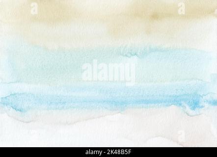 Texture de fond abstraite pastel beige et bleu aquarelle, peinte à la main. Couleurs artistiques claires toile de fond liquide, taches sur le papier. Peinture à l'aquarelle Banque D'Images