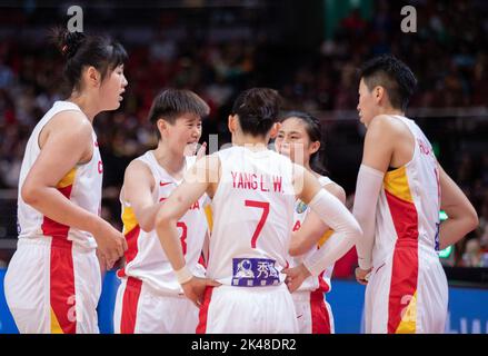 Sydney, Australie. 1st octobre 2022. Les joueurs de Chine réagissent lors de la finale contre les États-Unis lors de la coupe du monde de basket-ball 2022 de la FIBA à Sydney, en Australie, le 1 octobre 2022. Credit: Hu Jingchen/Xinhua/Alay Live News Banque D'Images